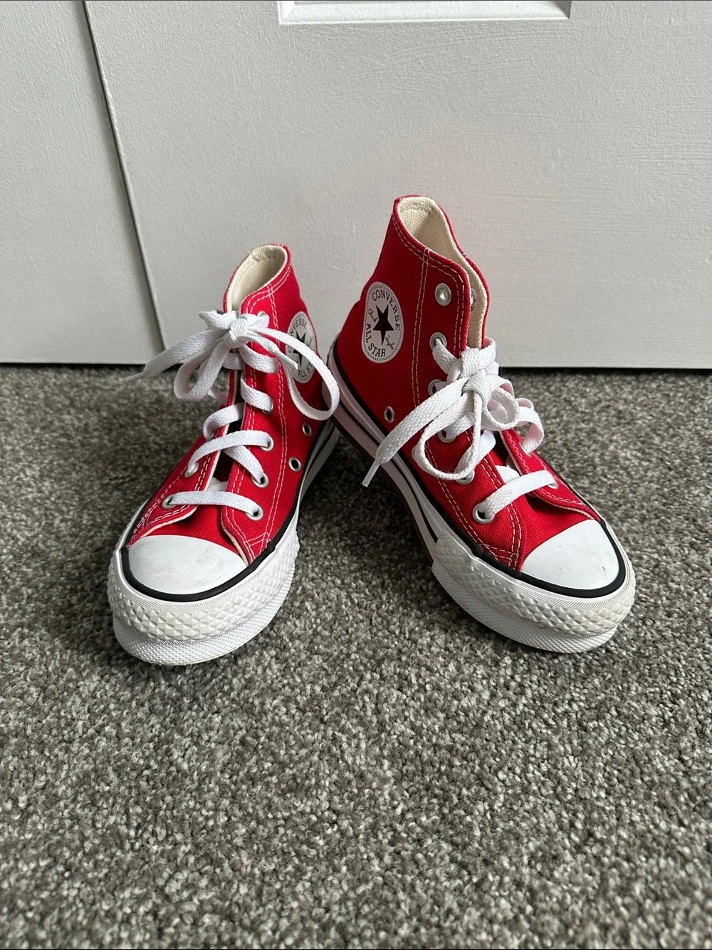 Converse Kids Red Canvas High-Top Sneakers with White Accents